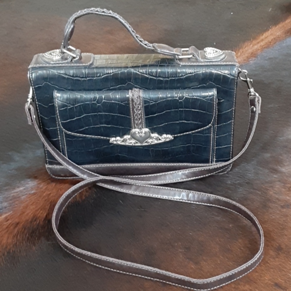 Black & Brown Vintage Leather Crossover Handbag